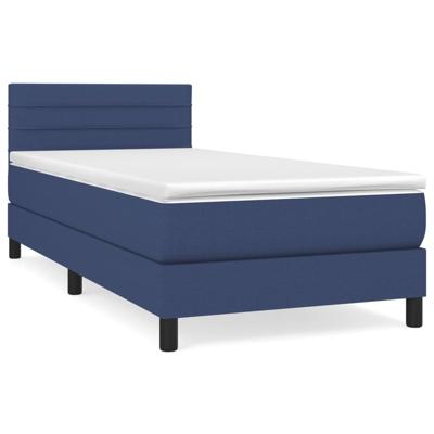 Boxspring met matras stof blauw 100x200 cm - thumbnail
