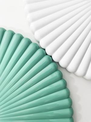 Wandklok 40 cm - Stil - Wit/Groen - Polyresin - NeXtime 'Mousse'