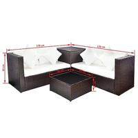 4-delige Loungeset met kussens poly rattan bruin - thumbnail