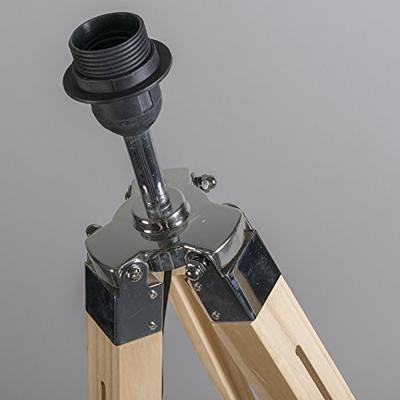 QAZQA Landelijke vloerlamp hout zonder kap - Tripod