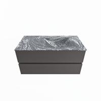 MONDIAZ VICA-DLUX 100cm badmeubel onderkast Dark grey 2 lades. Inbouw wastafel CLOUD rechts 1 kraangat, kleur Lava. - thumbnail