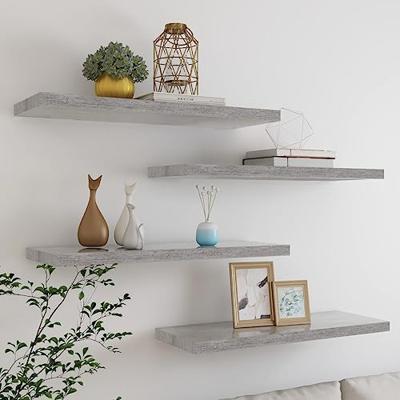VidaXL Wandschappen zwevend 4 st 80x23,5x3,8 cm mdf betongrijs VidaXL Wandschappen zwevend 4 st 80x23,5x3,8 cm mdf betongrijs