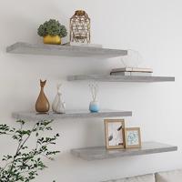 Wandschappen zwevend 4 st 80x23,5x3,8 cm MDF betongrijs - thumbnail