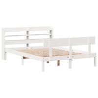 Bedframe zonder matras massief grenenhout wit 160x200 cm - thumbnail