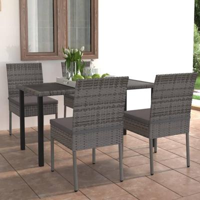 5-delige Tuinset poly rattan grijs