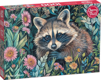 Raccoon in Flowers Puzzel 1000 Stukjes - thumbnail