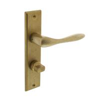 Intersteel Deurkruk Banaan op schild met toilet-/badkamersluiting 63/8 mm - messing getrommeld - thumbnail