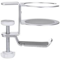 Speaka Professional SP-HCH-150 koptelefoonhouder, geïntegreerde kabelgeleiding, met bekerhouder, zilver - thumbnail