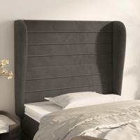 Hoofdbord met randen 83x23x118/128 cm fluweel donkergrijs - thumbnail