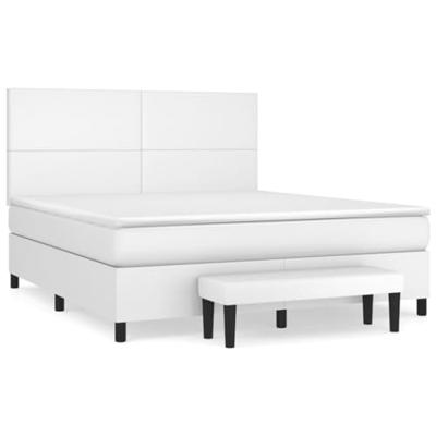 Boxspring met matras kunstleer wit 180x200 cm