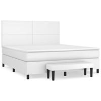 Boxspring met matras kunstleer wit 180x200 cm - thumbnail