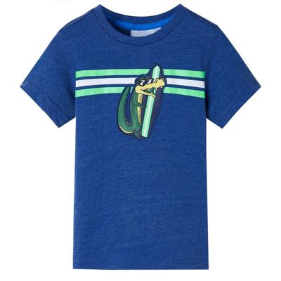 Kindershirt 140 gemleerd donkerblauw