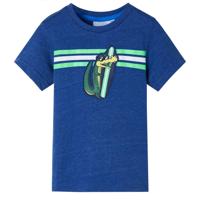 Kindershirt 140 gemleerd donkerblauw - thumbnail