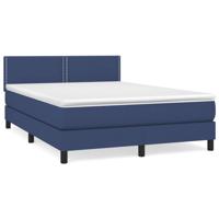 Boxspring met matras stof blauw 140x200 cm - thumbnail