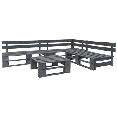 4-delige Loungeset pallet hout grijs