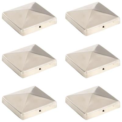 Paalkappen 6 st piramide 101x101 mm roestvrij staal