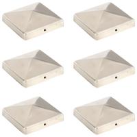 Paalkappen 6 st piramide 101x101 mm roestvrij staal - thumbnail
