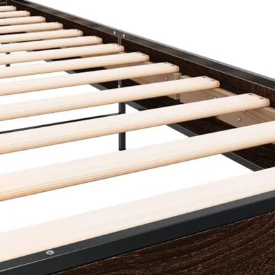 Bedframe bewerkt hout en metaal bruin eikenkleurig 90x190 cm Bedframe bewerkt hout en metaal bruin eikenkleurig 90x190 cm