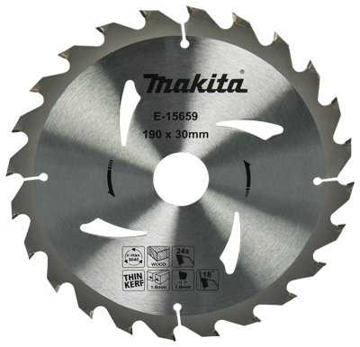 Makita Accessoires Cirkelzaagblad Hout | 190x30x1,6 24T 18g - E-15659 - E-15659 Makita Accessoires Cirkelzaagblad Hout | 190x30x1,6 24T 18g - E-15659 - E-15659