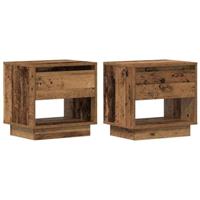 Nachtkast met lade 2 pcs Oud hout 45 x 34 x 44 cm Bewerkt hout - thumbnail