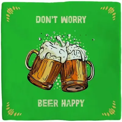 Plenty Gifts tegeltje keramiek don't worry beer happy 10x10cm groen