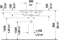 Wastafel Duravit D-Neo Met Rand Overloop Kraanvlak Zonder Kraangat 65 cm Hoogglans Wit - thumbnail