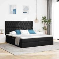Opslag bed met matras met opslag Zwart 180 x 200 cm Nep Leer - thumbnail
