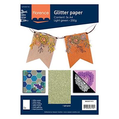 Florence • glitterpapier 250g a4 lichtgroen 5x