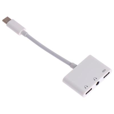3 in 1 USB-C + 3 5 mm + 3 5 mm naar USB-C digitale lading audio adapter (wit)