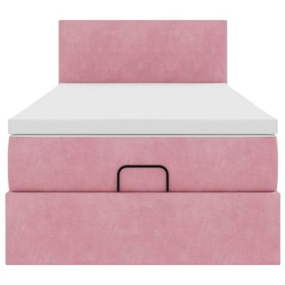 Ottoman bed met matras 180x200 cm fluweel roze