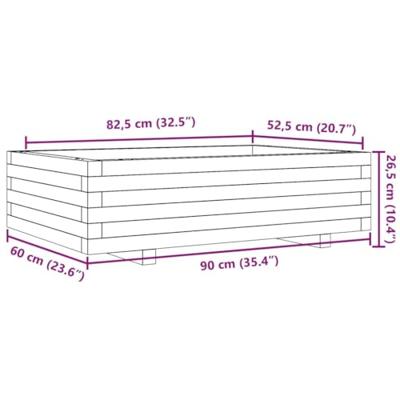 VidaXL Plantenbak 90x60x26,5 cm massief grenenhout wit