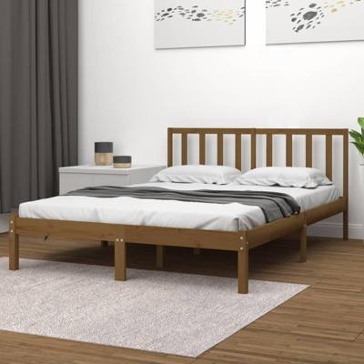 Bedframe massief grenenhout honingbruin 200x200 cm