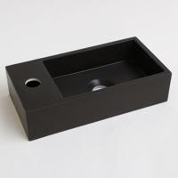 INK Versus Fontein Quartz Met Kraangat Links Zwart 36x18x9cm - thumbnail