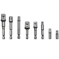 8 STKS/set socket bit extensie Bar hex schacht adapter boor moer driver Power Drill bit 1/4 (65/50/30/25mm) 3/8 (65/50mm) 1/2 (73/50mm) - thumbnail