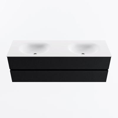 MONDIAZ VICA 150cm badmeubel onderkast Urban 2 lades. Wastafel MOON dubbel 2 kraangaten, kleur Talc.