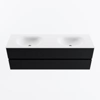 MONDIAZ VICA 150cm badmeubel onderkast Urban 2 lades. Wastafel MOON dubbel 2 kraangaten, kleur Talc. - thumbnail