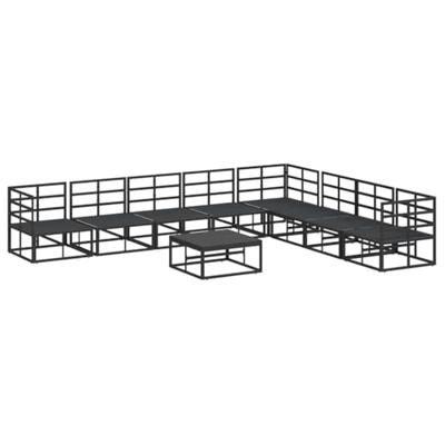 Tuinbankenset met kussen 9 pcs Zwart Aluminium