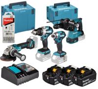 Makita DLX4196JX1 Combiset | DDF489 + DTD173 + DHR243 + DGA504 | Incl. accu&apos;s en lader in M-box - DLX4196JX1 - thumbnail
