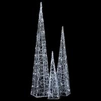 Lichtkegelset decoratief LED 60/90/120 cm acryl koudwit - thumbnail