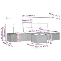 Tuinbankenset met kussen 6 pcs Zwart poly rattan - thumbnail