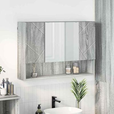 Badkamer spiegelkast Grijs sonoma 80 x 17 x 55 cm Bewerkt hout