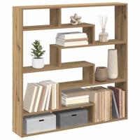 Wandschap kubus 7 vakken bewerkt hout artisanaal eikenkleurig - thumbnail