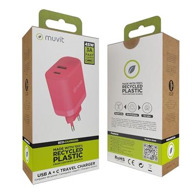 Oplader Muvit for Change WCEU24-45-AC Magenta 45 W Oplader Muvit for Change WCEU24-45-AC Magenta 45 W