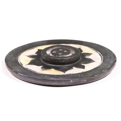 Wierookbrander lotus zeepsteen - 10x1.2 - Zeepsteen - Zwart - Geel (2 stuks) - L