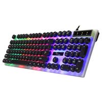ZGB G21 USB 104-Keys waterdichte zwevende ronde punk Keycap kleurrijke backlight mechanische bedrade toetsenbord lengte: 1 3 m (zwart) - thumbnail