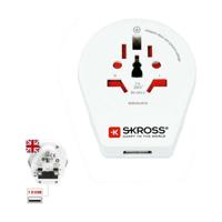 SKROSS | 1.500267 | World to UK USB | Reisadapter 1 USB-aansluiting, UK-stekker en universele aansluiting - Spanning en vermogen: 100V – 700W / 250V – 1750W - Bescherming tegen elektrische schokken - thumbnail