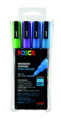 Paintmarker uni posca pc3m f 4st glitter koel