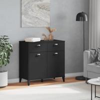 Dressoir VIKEN 80x40x80 cm bewerkt hout zwart - thumbnail