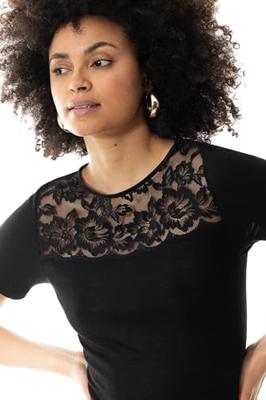 Wollen Thermoshirt korte mouw dames - Kant - Wool Love - Luxe en chique thermo ondershirt