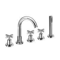 Badrandkraan Sapho Axia 3-kruisgreep Mengkraan Compleet 5-gats Chroom - thumbnail